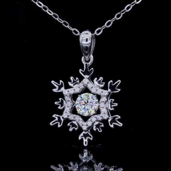 GRA Certified 0.50 Cttw Dancing Snowflake Moissanite Diamond Necklace - Picture 1 of 12